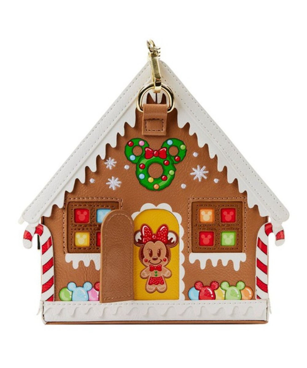Loungefly Stitch Shoppe Minnie Mouse Gingerbread House Crossbody Bag & Pin