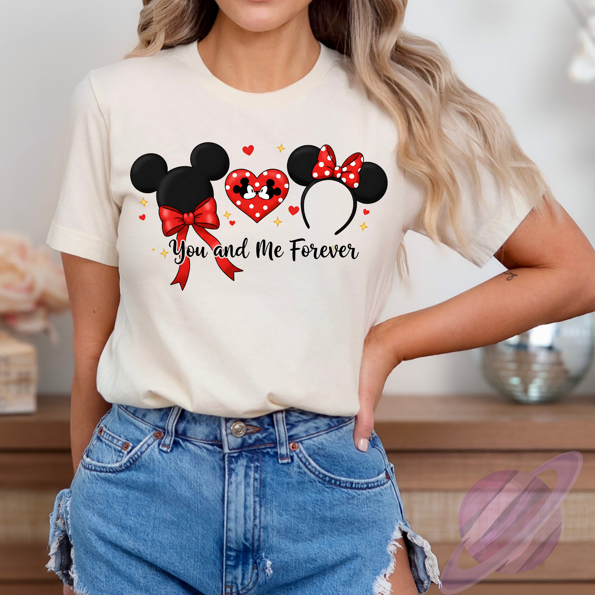 Couples Love Bow Ears Tee | Cute Matching Valentine Heart Shirt