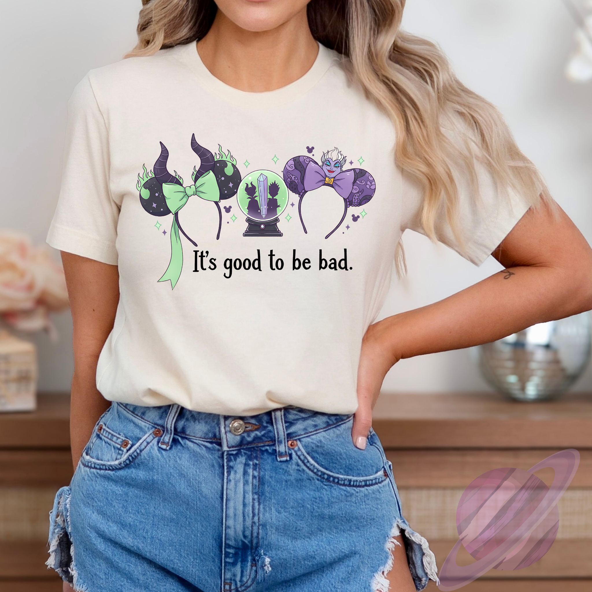 Villain Vibes Tee | “It’s Good to Be Bad” Aesthetic Shirt | Purple & Green Magic Ears Top